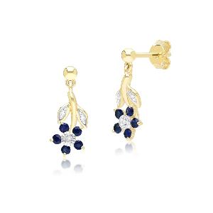 Enjoy 20 Discount on Floral Sapphire and Diamond Drop Earrings in 9ct Gold
