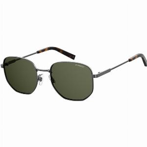 Polaroid Homme PLD 2081SX KJ1UC Lunettes de soleil Métal Gris Vert Carré Polarisé