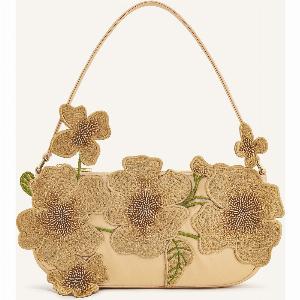 Leona Almond Shoulder Bag with Bead Embellishments