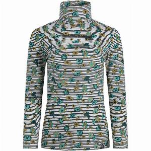 Weird Fish Elsie Roll Neck Striped Long Sleeve TShirt Ecru Size 14