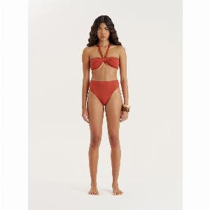 Coral High Waisted Bikini Bottom Gia