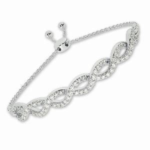 Infinity Themed Lab Grown Diamond Bolo Bracelet 1 ct tw10K White Gold