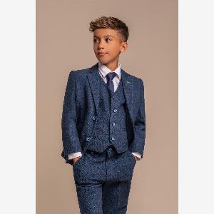 Carnegi Navy Tweed ThreePiece Suit for Boys Now 12499 Save 11