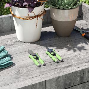 Outsunny Gartenwerkzeug Set 2 Stück Garten Werkzeug aus Edelstahl Gartengeräte mit Gartenschere Astschere Gartenarbeit Set Gartengeschenke für Frauen und Männer GrünSilber   Aosom