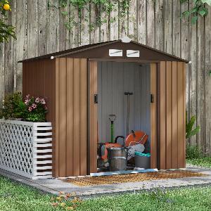 Casetta da Giardino in Lamiera Outsunny con Porte Scorrevoli Gialla 22 di sconto