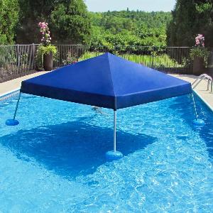SUNJOY 10x10 Floating Pool Gazebo with PVC Floats and Carry Bag  Navy