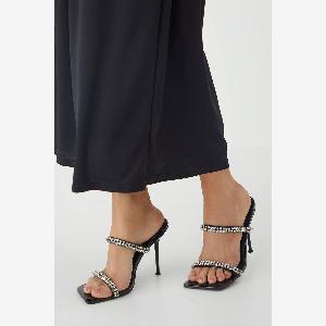 Save 83 on MISSPAP womens black diamante double strap stiletto heel mules size 4
