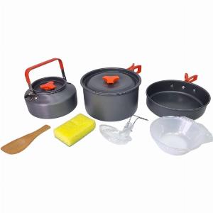 Toolbrothers Outdoor 10teiliges Kochgeschirr Set für Camping mit Topf Pfanne  Kanne