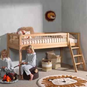 Oak Wood Mid Sleeper Bed 90x200cm With Ladder  Forrest bed  play tent