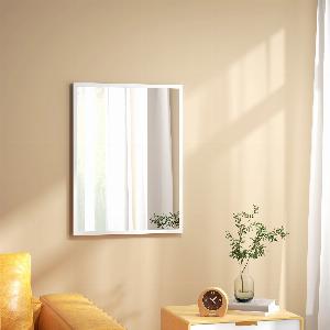 HOMCOM Miroir mural rectangulaire 60 x 80 cm cadre en MDF idéal pour la salle de bain salon ou chambre blanc