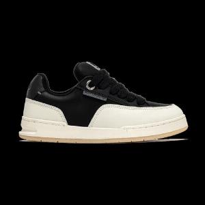 Sneakers fat in pelle bicolor nero e crema