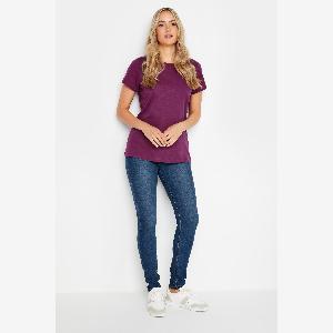 Lts Tall Dark Purple Short Sleeve Cotton Tshirt 18 Lts  Tall Womens Basic Tops