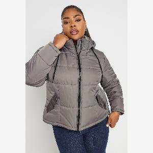 Doudoune Grise Courte Molletonnée Femme Taille Curve avant 95  1620