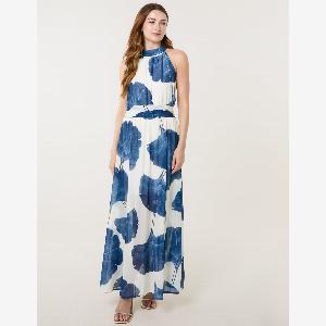 Halter Neck Occasion Dress  S  WHITE NAVY
