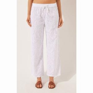 Calzedonia Pantalon palazzo jacquard Femme Blanc Taille L