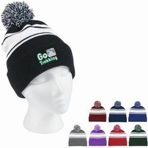 48 Promotional TwoTone Knit Pom Beanie With Cuff  Acrylic