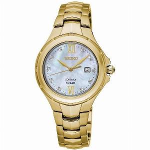 Coutura Ladies Diamond Set Mother of Pearl Dial Gold Tone Bracelet Watch