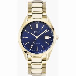 Accurist Accurist Everyday Mens Watch Gold Case Stainless Steel Bracelet with Oxford Blue Dial 40mm