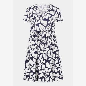 Vera Mont Sommerkleid mit VAusschnitt  DunkelblauWeiß
