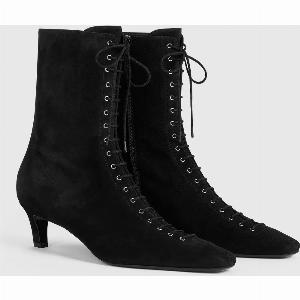 Toteme Suede Lace Up Boots Black