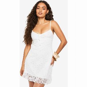 63 Off Womens Lace Strappy Mini Dress in White Size 10
