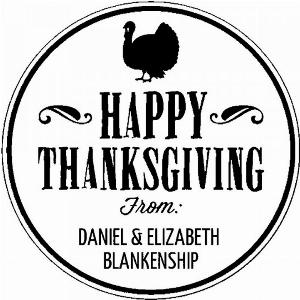 Tampon en bois rond personnalisé  Joyeux Thanksgiving