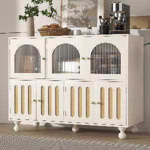Credenza con design a tasti di pianoforte ampio spazio di archiviazione 1204090 cm Bianco