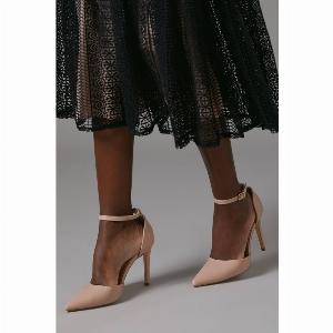 Nautila Faux Leather High Heel Stiletto Open Pointed Court Shoes  Pink
