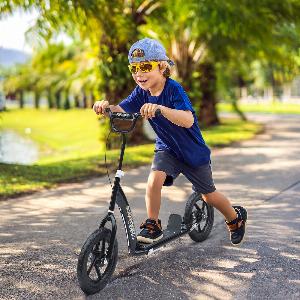 HOMCOM Teen Push Scooter Kids Children Stunt Scooter Bike Bicycle Ride On 12 EVA Tyres Black   Aosom UK