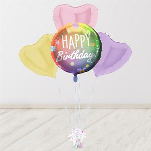 HeliumballonGeschenk Happy Birthday Rainbow Pastell Set