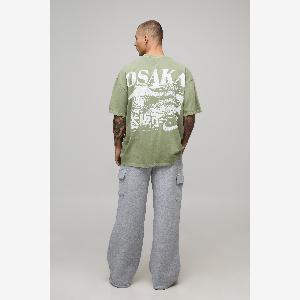 50 Rabatt Herren Oversize TShirt mit OsakaMotiv  Grün  Größe M  boohooMAN