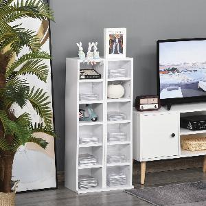 HOMCOM Lot de 2 étagères colonnes armoire de rangement CD 6  6 compartiments blanc dim 21L x 225l x 885H cm
