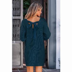 Enjoy 11 Discount on the Bow Behold Blue Knit Dress