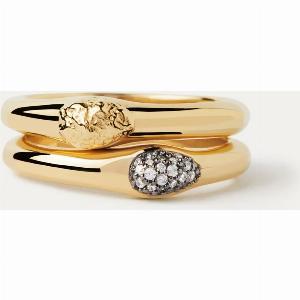 PDPAOLA Gold Plated The Rocks Ring Set For Women