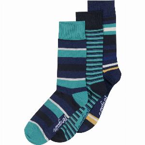 3 Pack Striped Socks In Teal