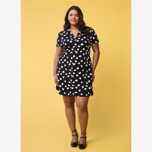Joanie Clothing Freida Fried Eggs Print Tea Dress UK 16 Black