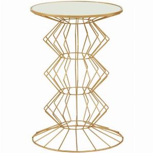 62 Discount on Xuange Round White Mirrored Glass Side Table with Gold Edge