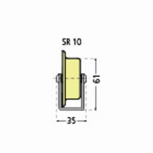 Réduction de 28 rail à galets paliers 75 mm et galets plastiques