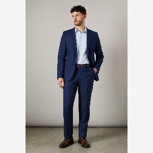 Mens Royal Blue Tailored Fit Sharkskin Suit Trousers
