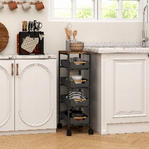 Get 12 Off HOMCOM Black 5Tier Rolling Storage Trolley