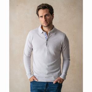 Get 68 Off Grey Knit Polo with Times March Details Size L