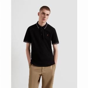 Enjoy 30 Discount on Black Elton Tipped Polo Shirt