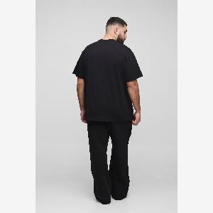 Herren Plus Oversize Rundhals TShirt mit BM Signature Stickerei Größe test boohooMAN