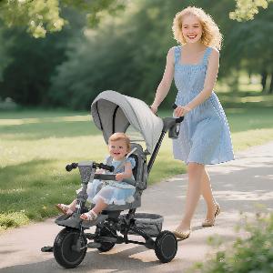 6 in 1 Kids Trike Toddler Tricycle with Parent Handle Pink