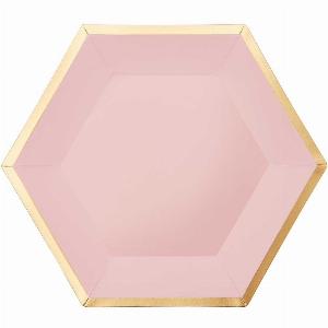 Pappteller Sechseck rosagold 16x135cm 10 Stück