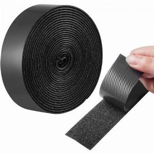16 ft x 15 in Hook and Loop Tape Nylon Self Adhesive Strips Roll Black
