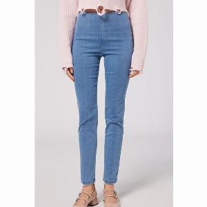 Calzedonia Leggings en denim skinny taille haute Femme Bleu Ciel Taille XS