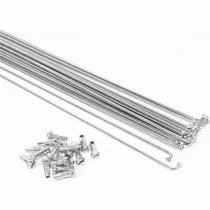 Raggi in Acciaio Zincato Argento 285mm x 2mm con Nipples per Ruote Set da 10