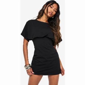 Womens Cotton Batwing Mini Dress Crew Neck Black  65 Off Size 10