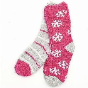 25 Discount on Kids Cozy Pink Snowflake Socks Pack of 2 for Christmas